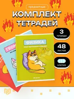 Набор предметных тетрадей 3 шт. 48 листов, А5 "Физмат"