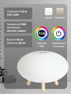 Светильник настольный светодиодный беспроводной шар rgb