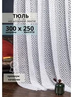 Тюль сетка белая 300х250 в спальню в гостиную на кухню