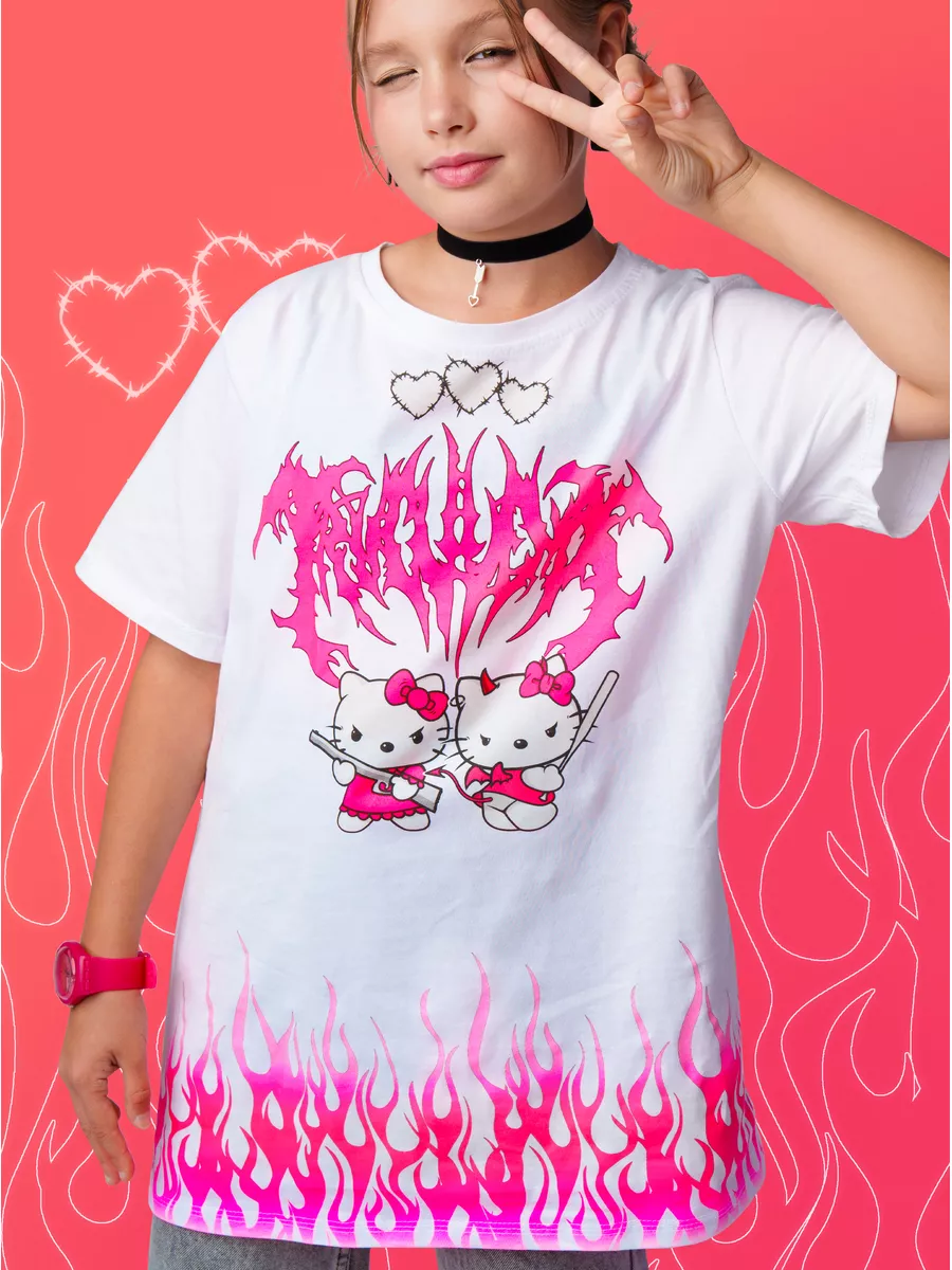 Hello kitty t-shirts  Черная майка, Футболки, Футболки для девочек