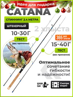 Спиннинг штекерный 2,4 для рыбалки с 2 хлыстами 10-30 15-40