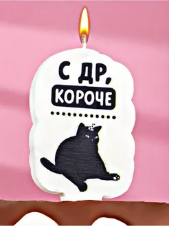 Свеча для торта, С Др, короче, кот, 6,5 см