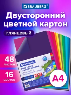 Цветной картон для школы набор А4 двусторонний 48 л 16 цв