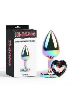 Анальная пробка Hi Basic Rainbow Heart Butt Plug