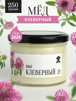 Клеверный мед густой 250 г в стеклянной банке