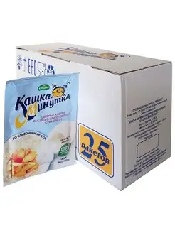 Каша б п, овсяные хлопья "с персиком и сливками", 43г*25шт