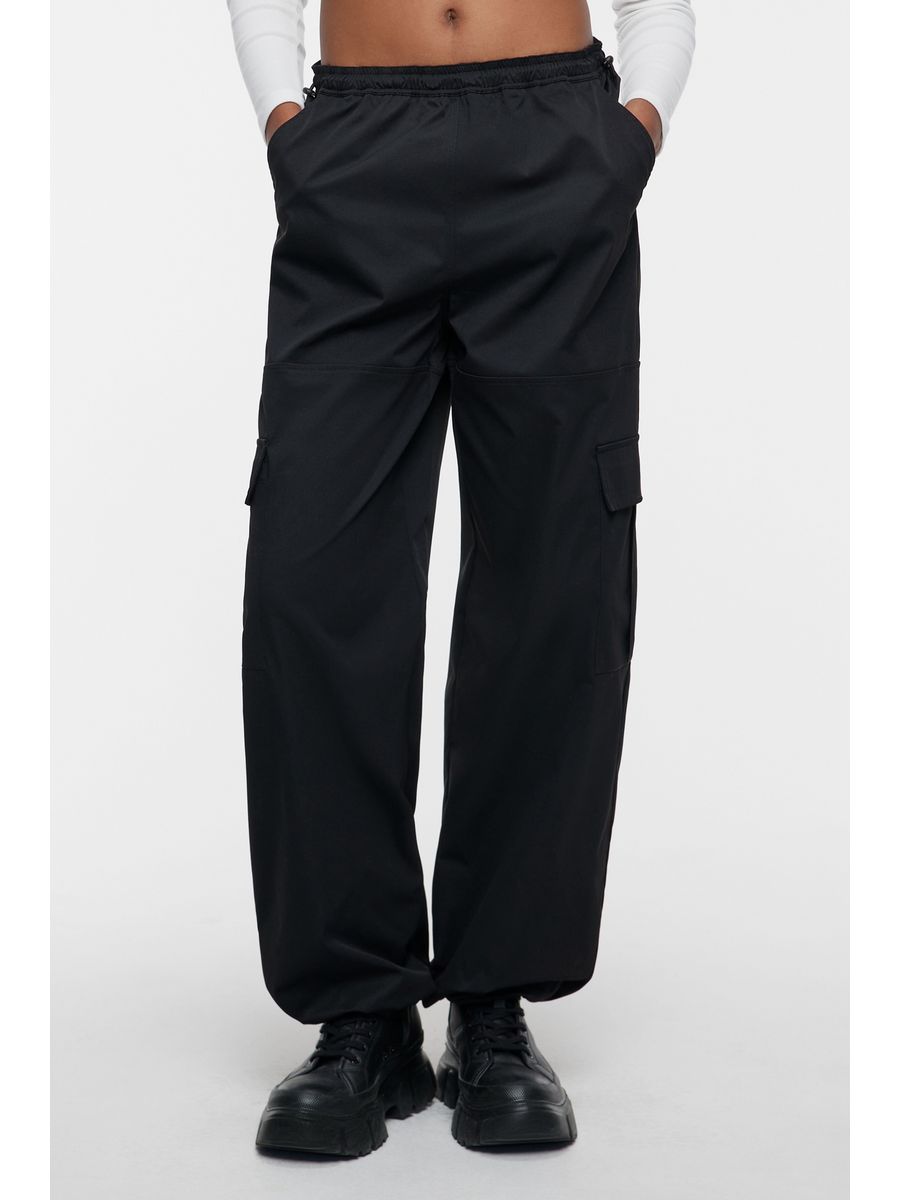 Брюки штаны парашюты женские черные с утяжками на поясе Befree 169093474купить в интернет-магазине Wildberries