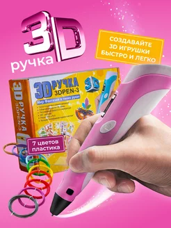 3D ручка 3DPEN-3, набор пластика PLA 70 метров и трафареты