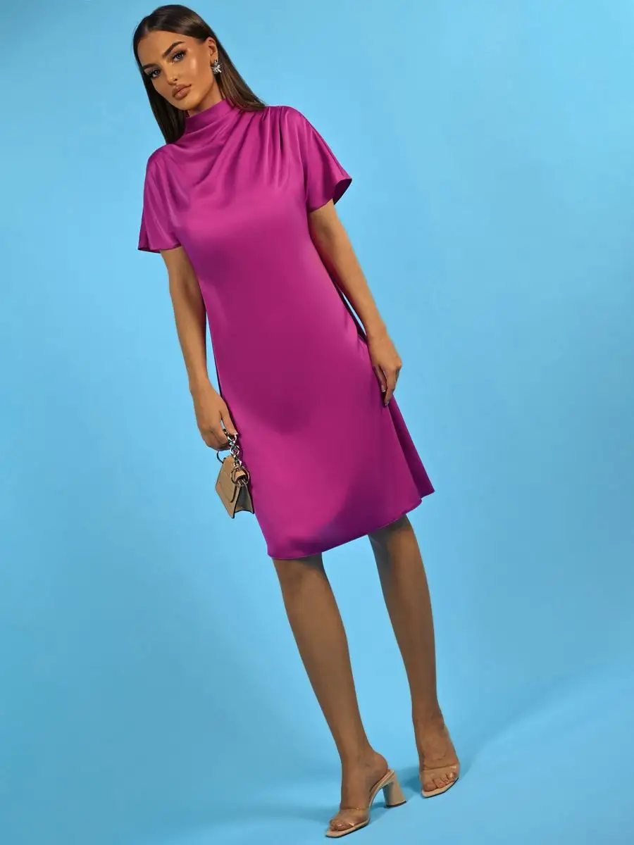 Платье с воротником женское миди свободное трапеция креп Lussotico 169350550 купить за 3 807 ₽ в интернет-магазине Wildberries