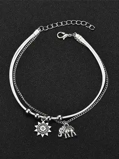 Браслет на ногу женский на цепочке с шармами анклет летний