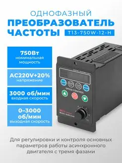 Однофазный частотный преобразователь T13-750W-12-H 220в