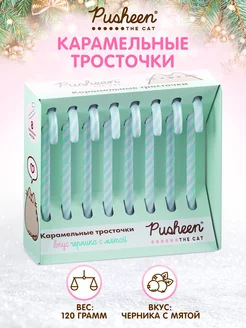 Карамельные тросточки PUSHEEN 8 шт. 120 г Пушин черника мята