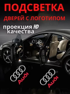 Штатная подсветка дверей с логотипом Audi