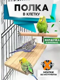 Игрушка - полка с жердочкой для птиц попугаев