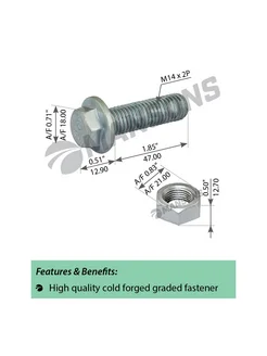 Болт кардана m14*47 с гайкой volvo fh fm