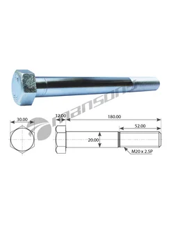 Болт амортизатора M20*2.5*180 BPW