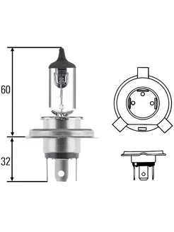 Лампа 24v h4 75 70w p43t галогеновая 3 к