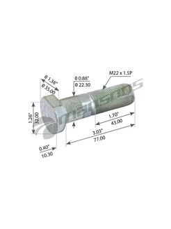 Болт колесный m22*1.5*078 88 saf