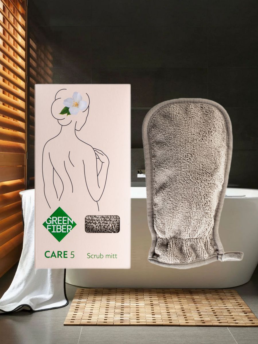 Fiber care. Варежка-скраб для душа Care 5. Green Fiber Care 5. Полотенце банное Green Fiber Care 14, коралловое.