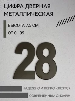 Цифра дверная черная металлическая 28