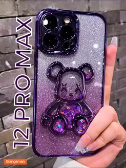 Чехол на iphone 12 pro max с Мишкой Bearbrick c блеском