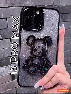 Чехол на iphone 13 pro max с Мишкой Bearbrick c блеском