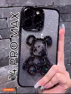 Чехол на iphone 14 pro max с Мишкой Bearbrick c блеском