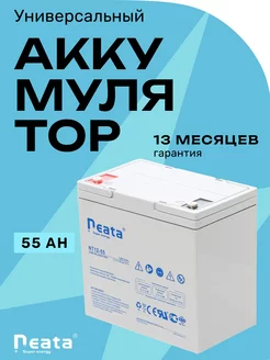 Аккумулятор Neata 12В 55Ач (12V 55Ah), тяговый, для ИБП