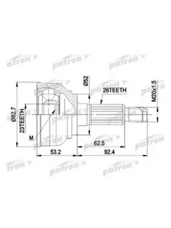 ШРУС наружн к-кт 26x52x23 MAZDA 626 1.6-1.8 10.82-6.87