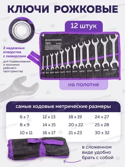 Ключи рожковые 12 предметов на полотне