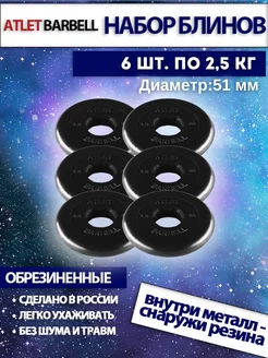 Диски для штанги 2.5 кг 51 мм 6 шт