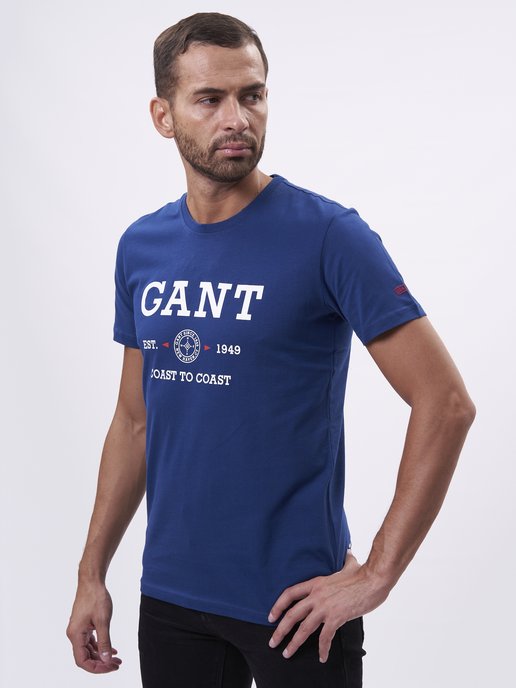 Мужская футболка с принтом хлопок летняя футболка GANT2024