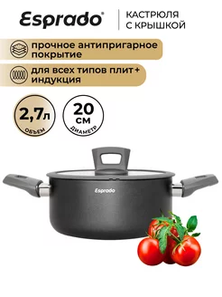 Кастрюля с крышкой и толстым дном 2,7 л Frontera Gris