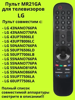 Пульт LG MR21GA (AKB76036208) для телевизора LG