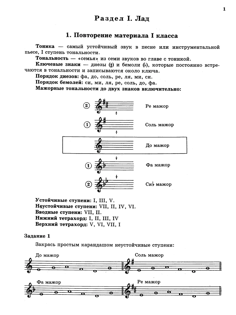 Домашние задания по сольфеджио 1 класс золина