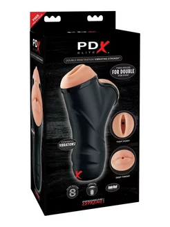 PDX ELITE Double Penetration Vibrating Stroker мастурбатор