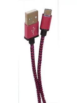 USB кабель micro USB, текстиль, фиолетовый, 1м