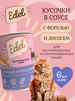 Корм влажный для кошек лосось форель кусочки в соусе 400x6