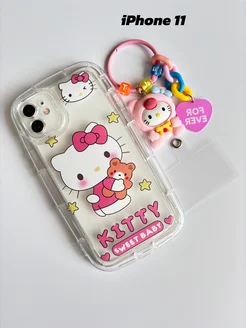 Чехол на Iphone 11 противоударный прозрачный hello kitty