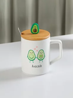 Кружка для чая и кофе Avocado 360 мл с крышкой и ложкой