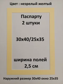 Паспарту 30х40 с окном 25х35 - 2 штуки