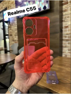 Чехол на телефон Realme C55 с картой прозрачный