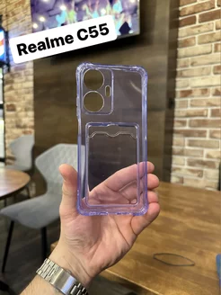 Чехол на телефон Realme C55 с картой прозрачный силиконовый