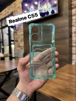 Чехол на телефон Realme C55 с картой прозрачный