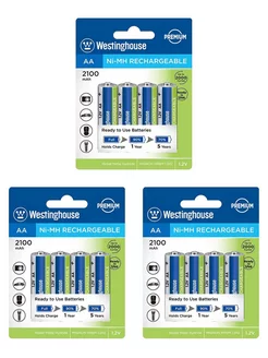 Аккумуляторные батарейки AA, Ni-MH 2100 mAh, 12 штук