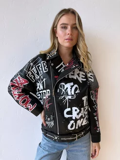 Косуха кожаная короткая oversize осень