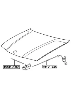 Трос привода открывания замка капота 19101-E36F на BMW