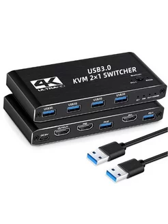 KVM Переключатель HDMI 2 на 1 + USB3 0 4K 60Гц