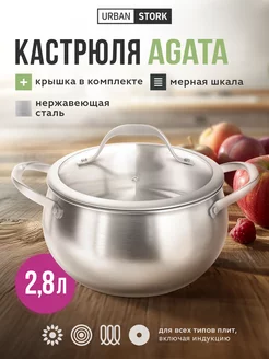 Кастрюля для индукционной плиты с крышкой 2,8 л