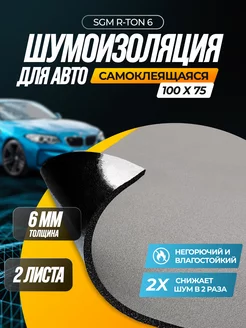 Шумоизоляция автомобиля R-ton 6, 2 больших листа (1,5 кв.м)